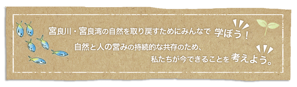 宮良川・宮良湾の自然を取り戻すためにみんなで学ぼう！自然と人の営みの持続的な共存のため、私たちが今できることを考えよう。 