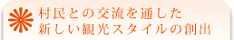 村民との交流を通した新しい観光スタイルの創出